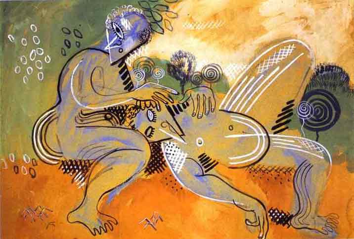 1924-1927 Francis Picabia Bild Idylle Gouache auf Papier
