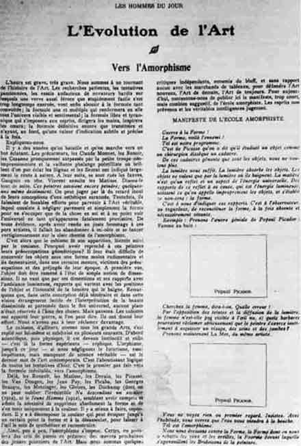 1913 Francis Picabia "Manifeste de l'école amorphiste"