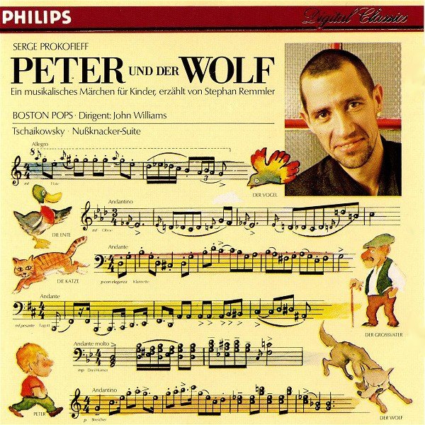 1984 Boston Pops 12-33 "Peter und der Wolf (Ein musikalisches Märchen für Kinder, erzählt von Stephan Remmler)" (DE: Philips / Phonogram 412 555-1 P). - Vorderseite
