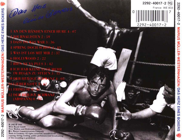 1990.03 Marius Müller-Westernhagen CD-DA "Das Herz eines Boxers" (DE: Warner Bros. 2292-40017-2). - Rückseite