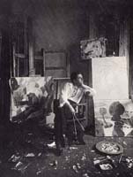 Francis Picabia 1911 in seinem Atelier in Paris, avenue Charles Floquet