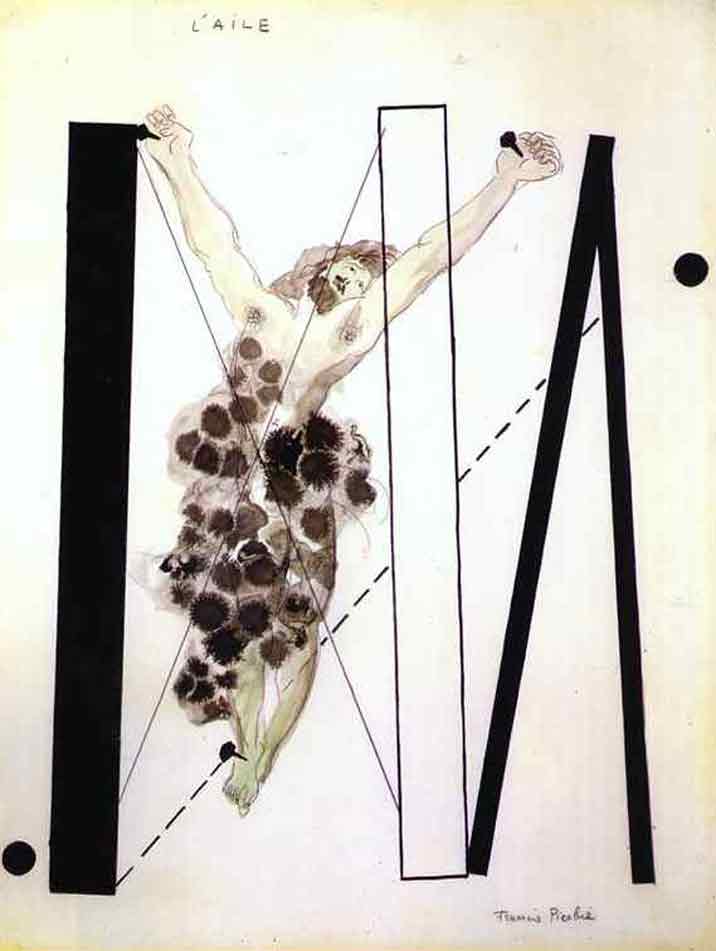 1922 Francis Picabia Bild L'aile Tinte, Zeichenstift und Wasserfarbe auf Papier