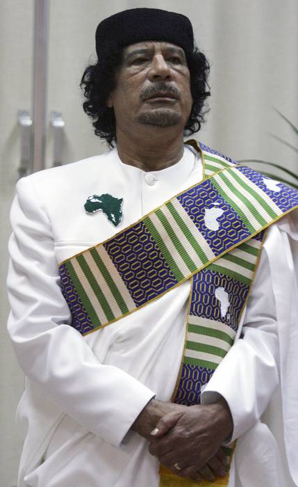 Muammar al-Gaddafi im September 2008 in Tripolis beim Empfang der US-amerikanischen Aussenministerin Condoleeza Rice