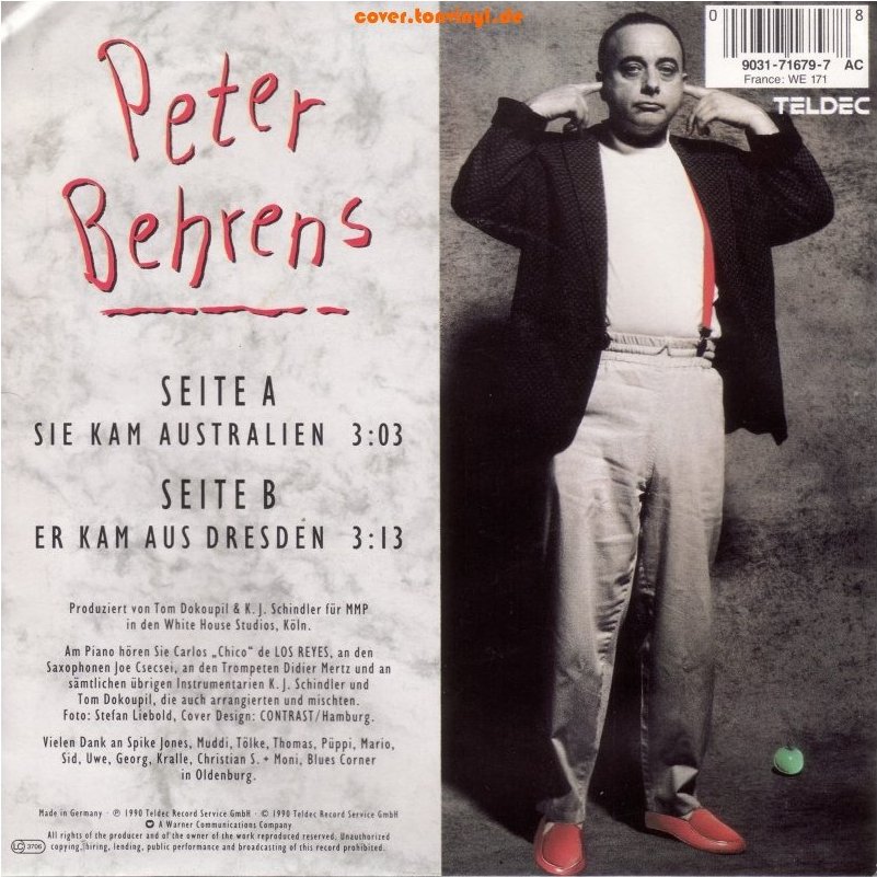 1990.05 Peter Behrens 7-45 "Sie kam Australien" (DE: Teldec 9031-71679-7 AC). - Rückseite (grosses Bild, aber mit Vermerk "cover.tonvinyl.de")