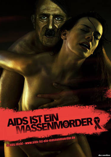 Adolf Hitler als Schreckgespenst in einer Anti-AIDS-Kampagne