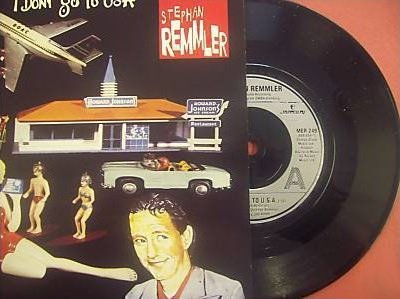 1987 Stephan Remmler 7-45 "I don't go to USA" (GB: Mercury / Phonogram 888 659-7). - Vorderseite mit herausgezogener Platte