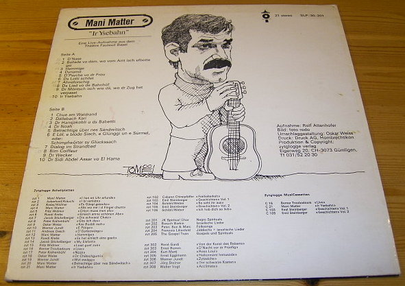 1973 Mani Matter LP Ir Ysebahn (CH: Zytglogge ZYT 21)
