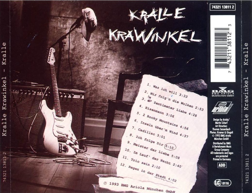 1993.04 Kralle Krawinkel CD-DA "Kralle" (DE: Ariola / BMG 74321 13811 2). - Rückseite