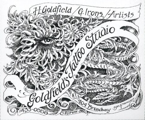 Greg Irons tätowierte 1982 in San Francisco bei Goldfield's Tattoo Studio am Broadway 404.