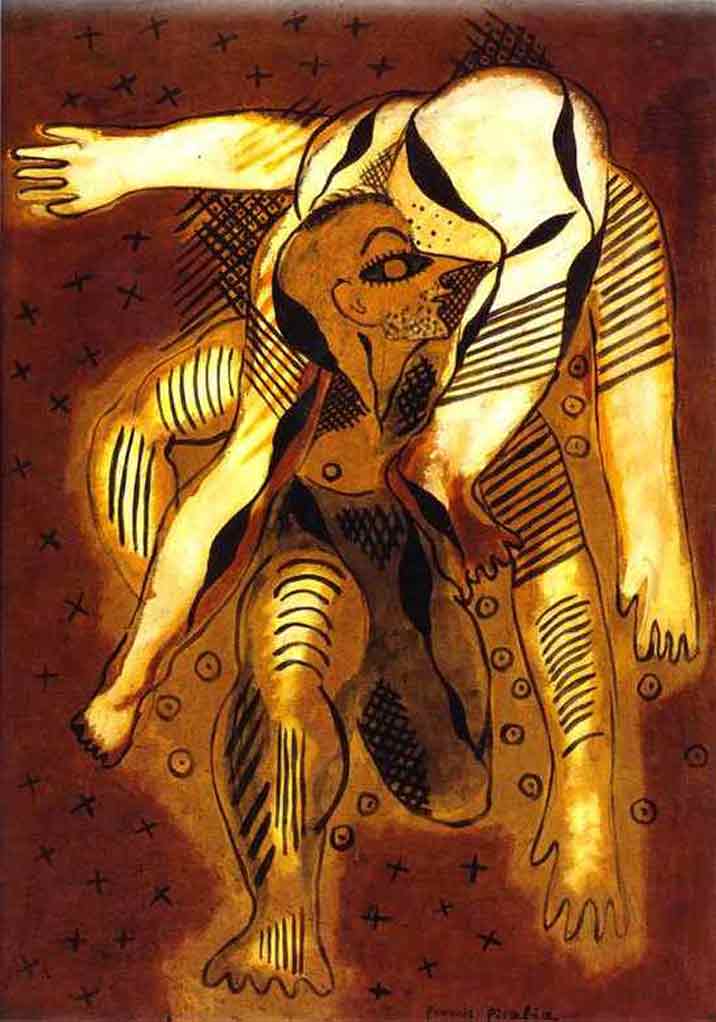 1925 Francis Picabia Bild Les acrobates (Gymnastique banale)Öl auf Tafel