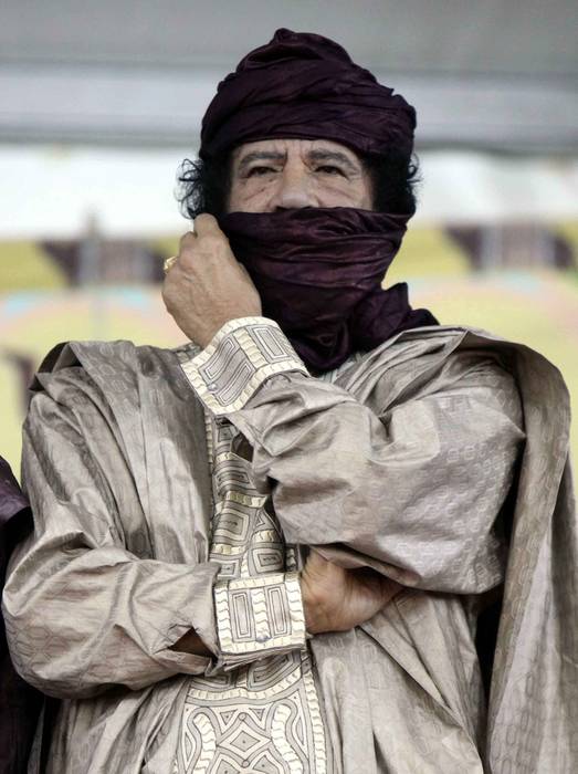 Muammar al-Gaddafi im September 2009 südlich von Tripolis anlässlich der Feiern zum 40. Jahrestag der Libyschen Revolution