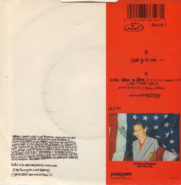 1987 Stephan Remmler 7-45 "I don't go to USA" (NL: Mercury / Phonogram 888 659-7). - Rückseite