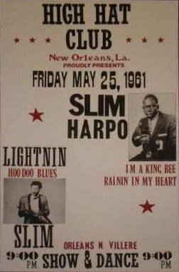 Plakat für ein Slim Harpo-Konzert 1961.05.25 New Orleans, High Hat Club
