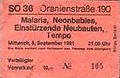 Eintrittskarte für ein Konzert von Malaria, den Neonbabies, den Einstürzenden Neubauten und Tempo am 8. September 1981 im SO 36 in Berlin