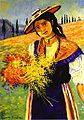 1941-1942 Francis Picabia Bild Jeune fille aux fleurs Öl auf Karton