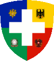 Libysche Neuinterpretation des Schweizer Staatswappens (unklar bleibt, wofür dieses Wappen gut sein soll, da die Schweiz ja doch aufgeteilt wird)