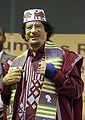 Muammar al-Gaddafi am 29. August 2008 in Bengasi (Libyen) an einem Treffen afrikanischer Machthaber, Könige, Prinzen und Scheichs
