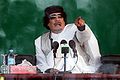 Muammar al-Gaddafi am 25. Februar 2010 in Bengasi (Libyen) bei seiner Rede zum Geburtstag des Propheten Mohammed